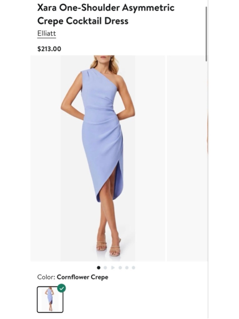 NWT Elliatt One Shoulder Asymmetric Crepe Cocktail Dress Periwinkle M - Picture 5 of 7